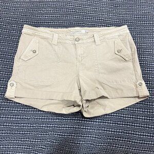 Torrid Stretch Roll-up‎ hem Button Tab Detail Tan Khaki Women's Shorts Size 16